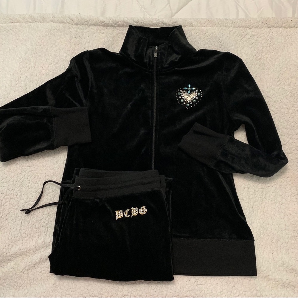 BCBG Max velour Tracksuit - jacket L - pants XL